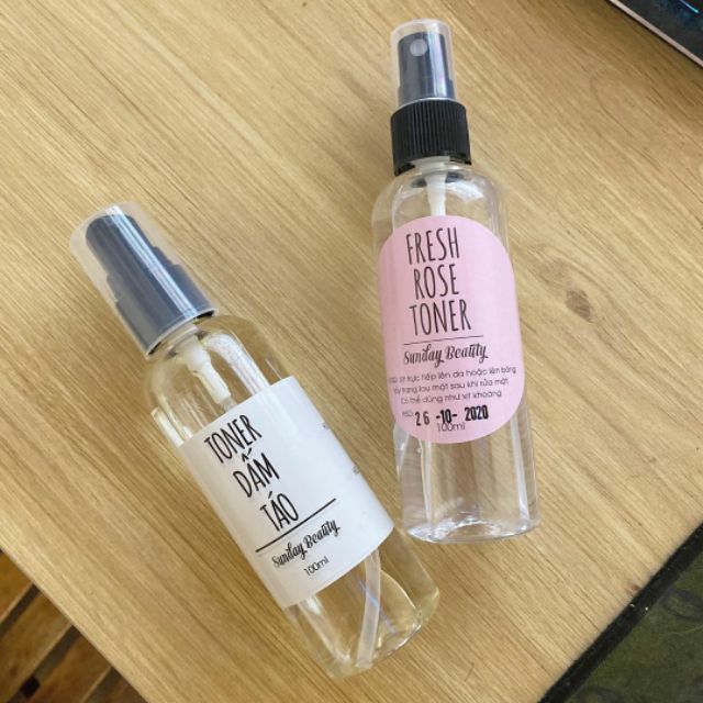 Combo toner hoa hồng + toner dấm táo cho da dầu mụn handmade Sunday Beauty