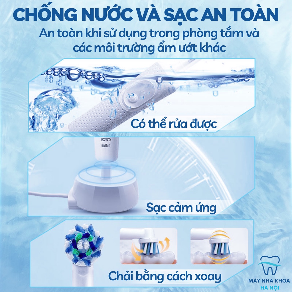Bàn chải điện Oral-B chính hãng - Bàn chải đánh răng điện Oral-B sạc không dây sạc cảm ứng Braun