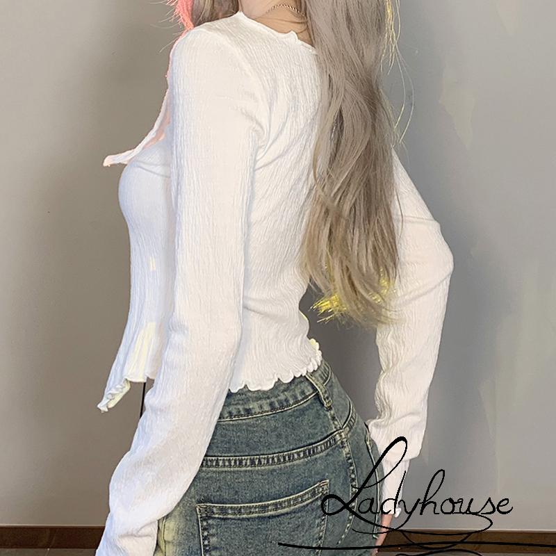 Áo Thun Dài Tay Màu Trơn Dáng Ôm Dành Cho Nữ