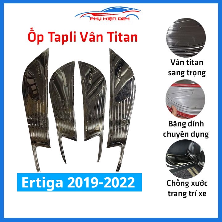 Bộ ốp tapli Ertiga 2019-2020-2021-2022 vân Titan chống xước va đập khi mở cửa và làm đẹp xe