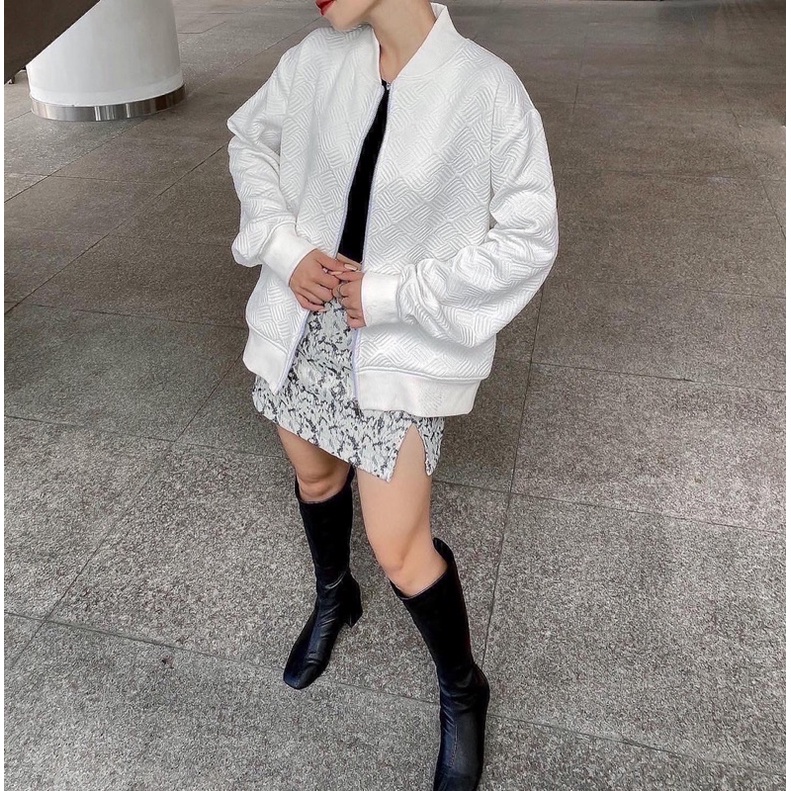 ÁO KHOÁC BOMBER MÀU TRẮNG