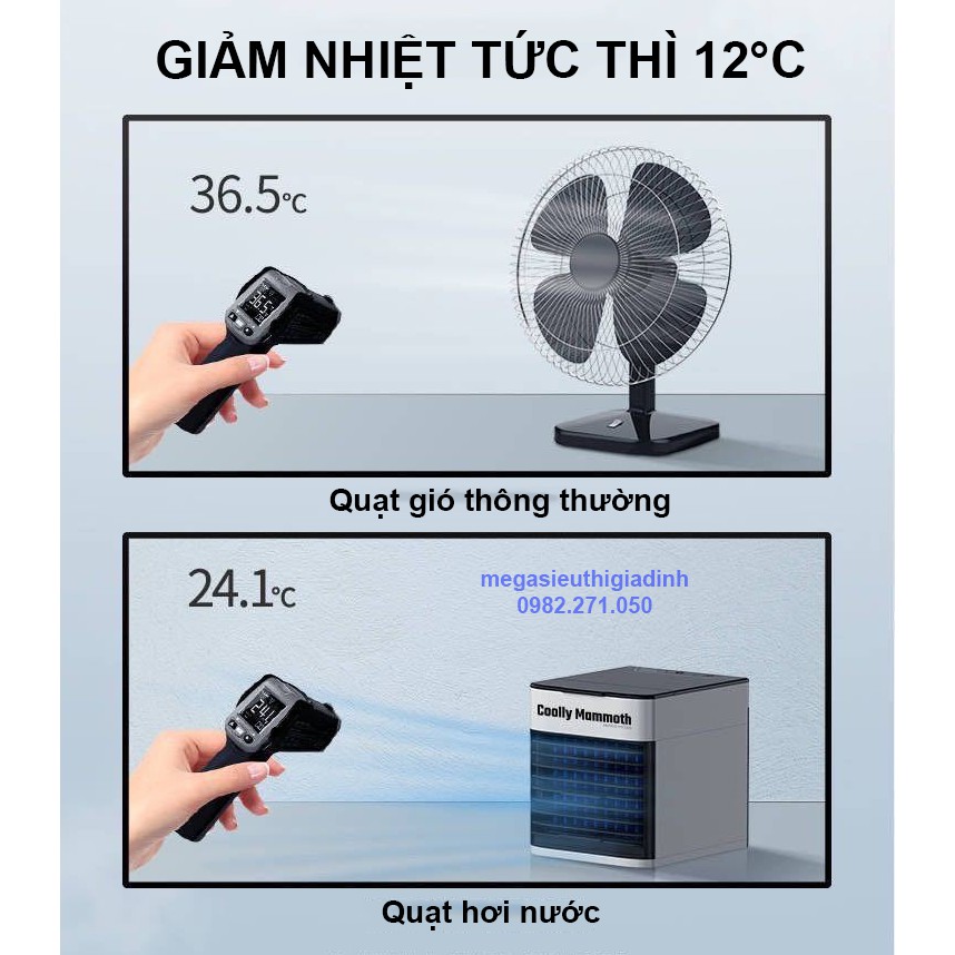 Quạt Hơi Nước Mini. Quạt Điều Hòa Để Bàn - Phun Sương - Giảm 12°C So Với Quạt Thường - BH 12 tháng | BigBuy360 - bigbuy360.vn