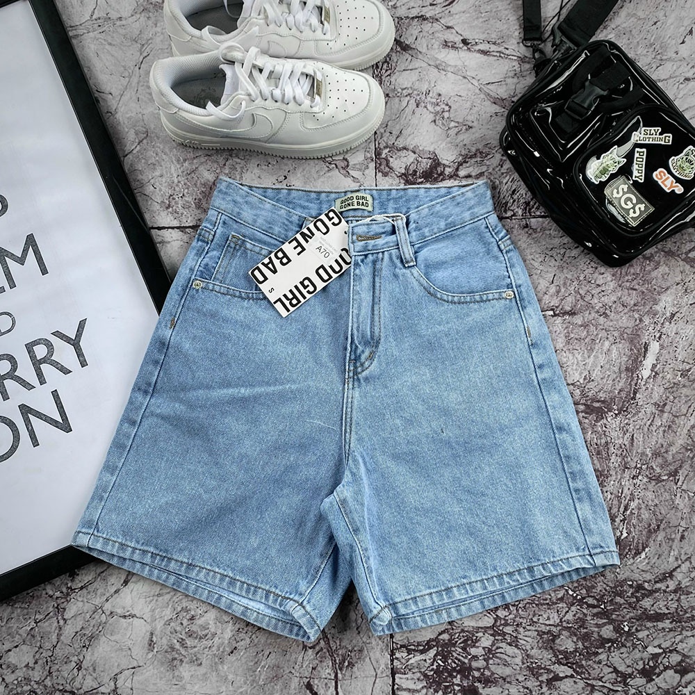 Quần Short Jean Nữ Ngố Lửng Cạp Cao Trơn Tôn Dáng Phong Cách Trẻ Trung Năng Động Ulzzang NEYU | BigBuy360 - bigbuy360.vn