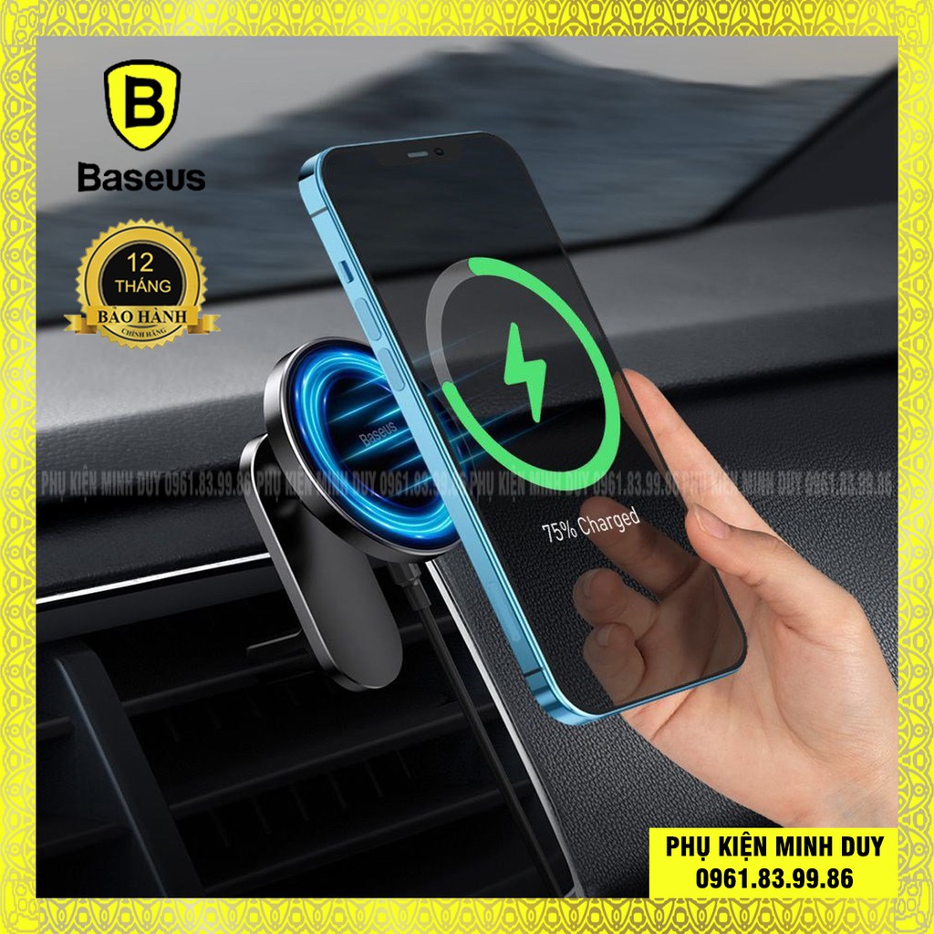 Đế giữ điện thoại tích hợp nam châm và sạc không dây 15W Baseus Big Energy Car Mount Wireless Charger trên oto