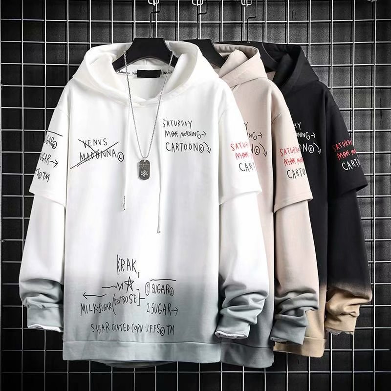 Men's Fake Hoodie Two Layers Size M-3Xl Korean Style Includes 3 Colors