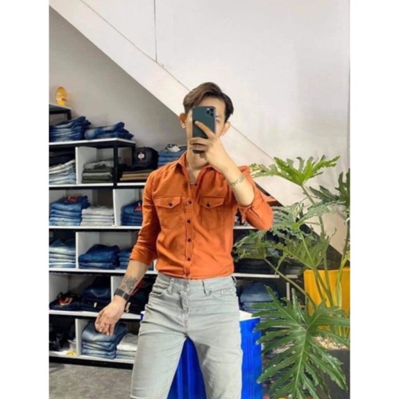 Áo Sơ Mi Nam Chất Denim Dày Dặn Form Chuẩn Ôm Sát Body Ôm Dáng Trẻ Trung Thanh Lịch