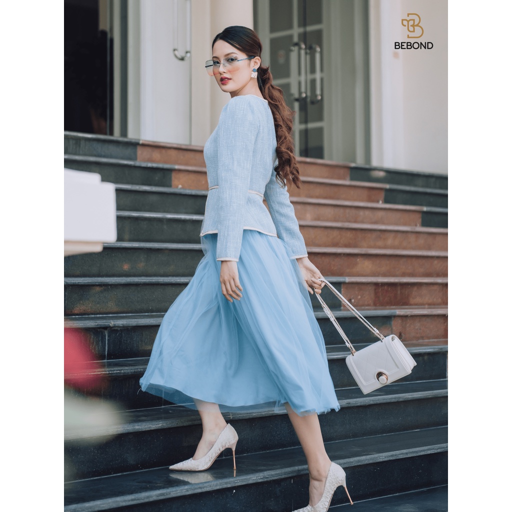 Set Áo Vest Chân Váy Nữ Màu Xanh BEBOND Kiểu Dáng Trẻ Trung Thanh Lịch Phong Cách Thời Trang Hàn Quốc BBS10 | BigBuy360 - bigbuy360.vn