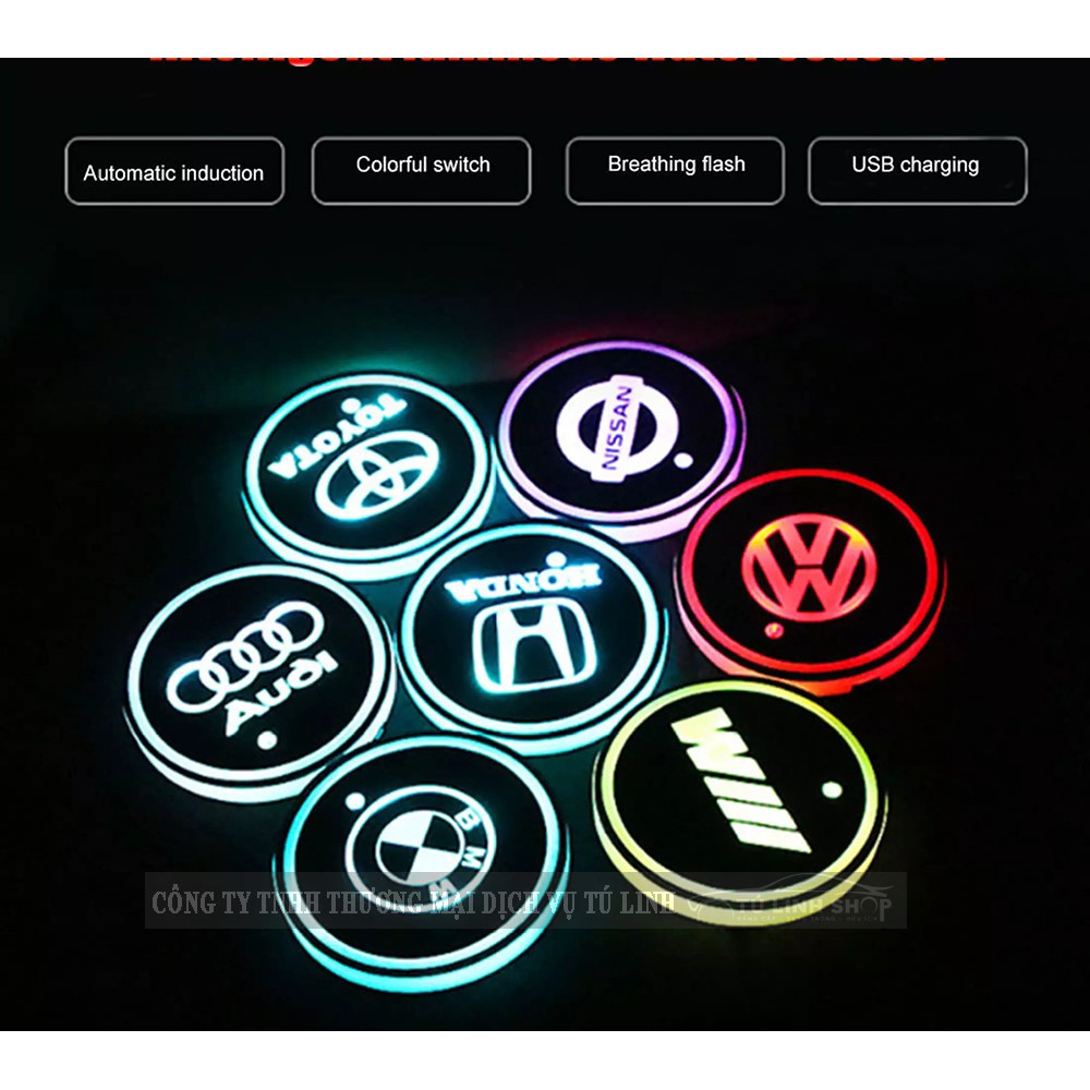 01 Lót cốc có đèn LED nhiều màu, full logo các hãng xe | BigBuy360 - bigbuy360.vn