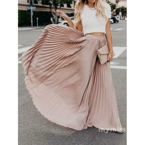 Chân váy xếp ly dài phong cách boho thời trang xinh xắn cho nữ