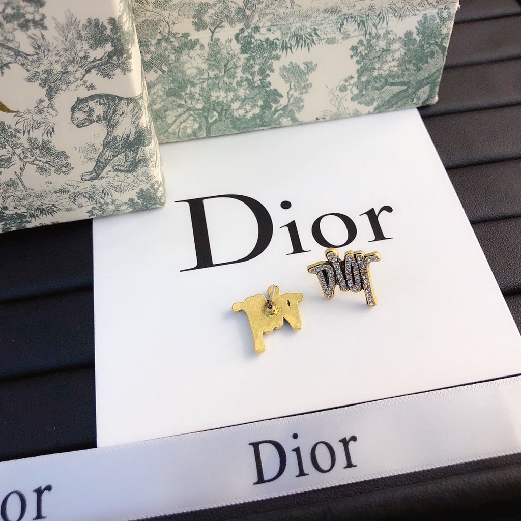 Khuyên Tai Tròn Bằng Thép Titan In Logo Dior Thời Trang Cho Nữ