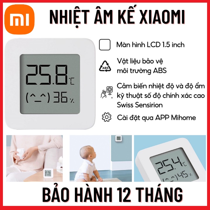 Nhiệt Âm Kế -Nhiệt Kế Điện Tử Cho Bé  Xiaomi Mijia Thông Minh Với 2 Bluetooth 4.2,Đo Nhiệt Độ,Độ ẨM Trong Nhà