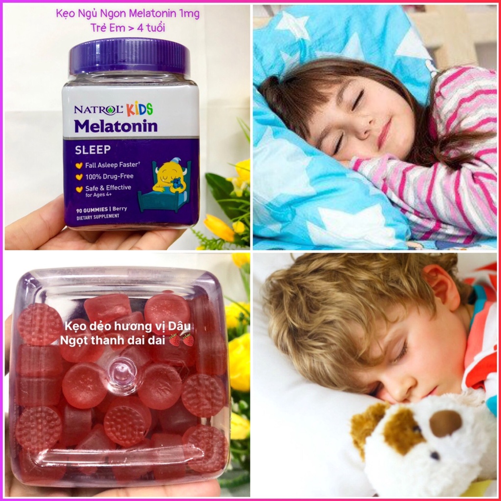 ❤️ [Quận 3] Kẹo Ngủ Ngon Em Bé Trẻ Em Natrol Kids Melatonin Sleep 1mg 90 viên Mỹ Vị Dâu Chuẩn Xịn Đủ Bill [Date 3/2024]