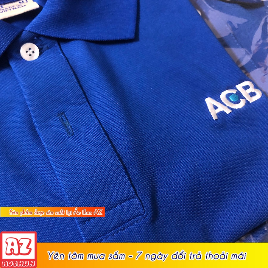 Áo thun đồng phục ngân hàng ACB logo thêu - Vải cá sấu poly  cao cấp AT15