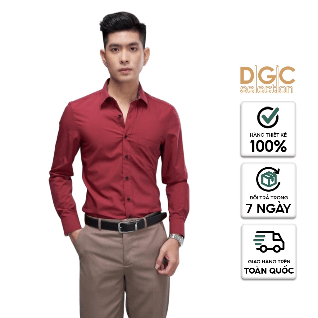 Áo sơ mi nam dài tay DGCs phom dáng vừa vặn cơ thể, chất vải Cotton thoáng mát thấm hút tốt SASD1806M