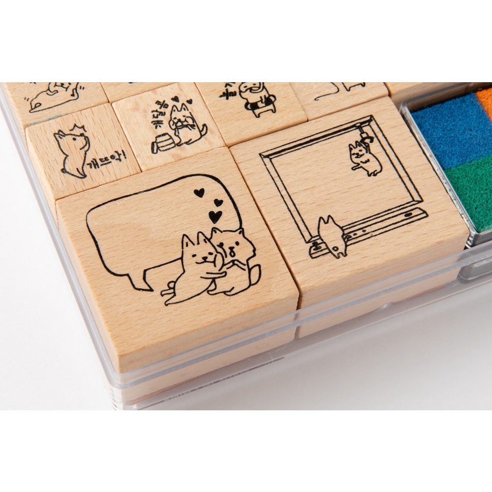 Bộ Tem In ARTBOX Hàn Quốc Hình Cún Shiba 20 Kiểu