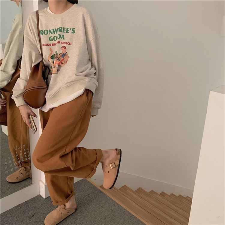 Áo nỉ dài tay form rộng phong cách Hàn Quốc trẻ trung dành cho nữ