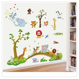 decal dán tường combo vườn thú cho bé
