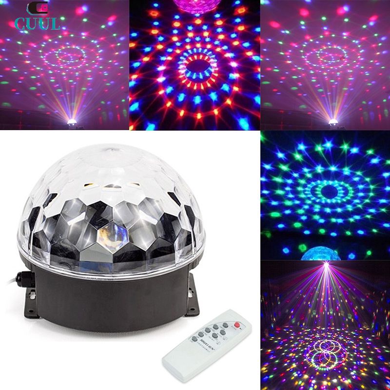 MP3 Magic Rotating Ball LED Music Stage Light Party Crystal Remote Control New 【cuul】