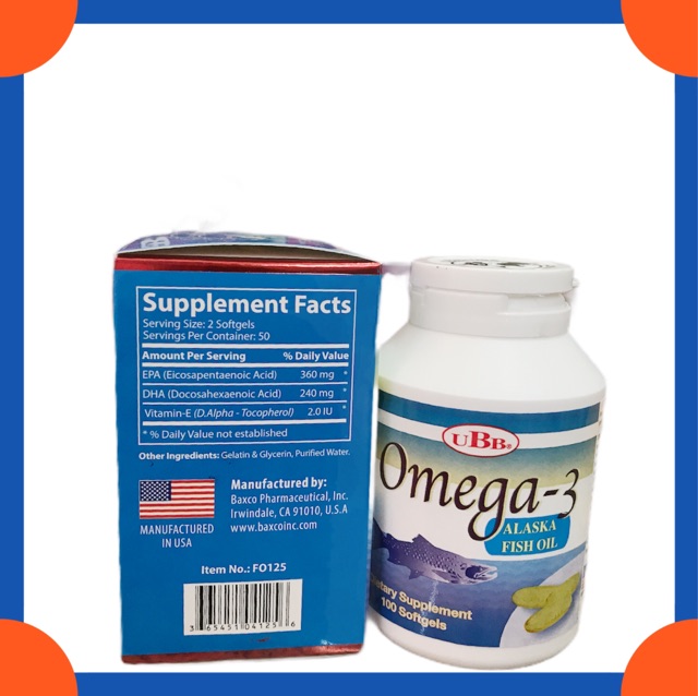 VIÊN DẦU CÁ OMEGA-3 UBB 100v NHẬP TỪ MỸ