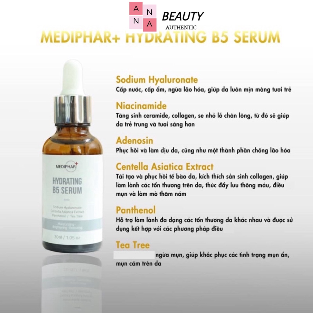 Tinh chất serum cấp ẩm phục hồi B5 và vitamin C dưỡng trắng hydrating B5 serum vitamin C20 Brightening serum MEDIPHAR +