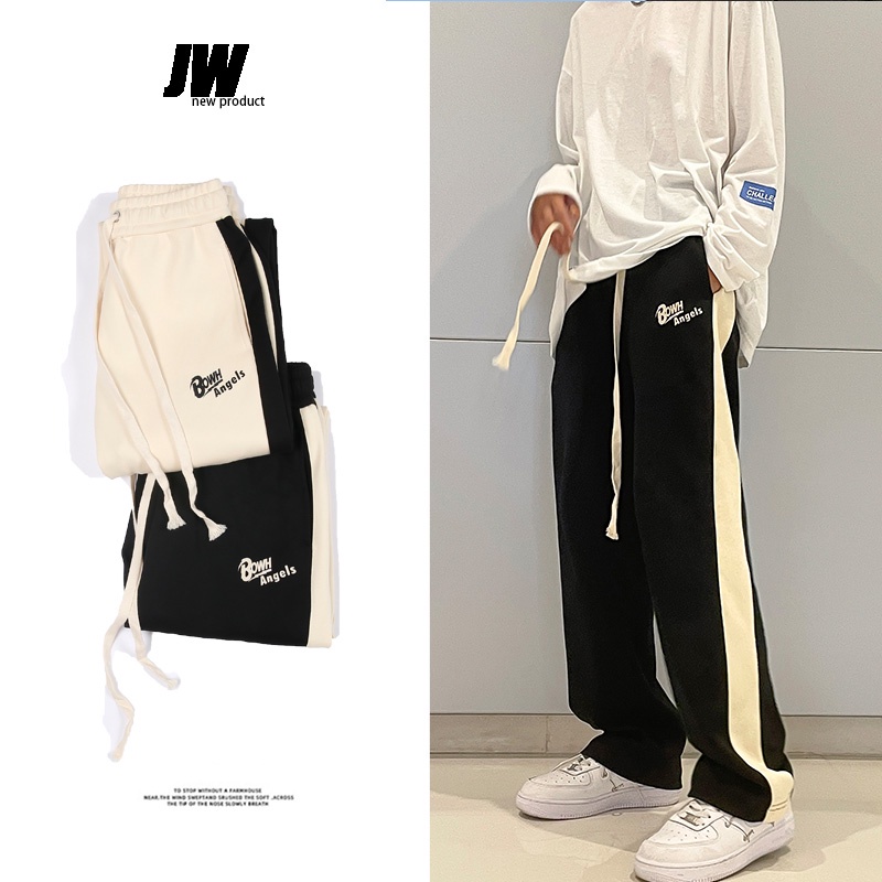 Quần Dài Ống Đứng Phối Màu Sắc Tương Phản Phong Cách Âu Mỹ Thời Trang Cho Nam Và Nữ Size M-3XL