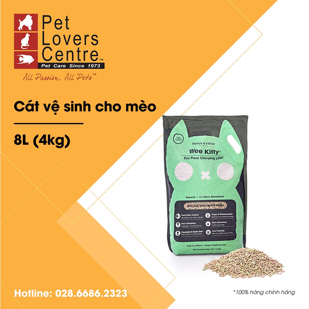 Cát vệ sinh cho mèo RUFUS &amp; COCO  WEE KITTY ECO PLANT CLUMPING LITTER 8L (4kg)