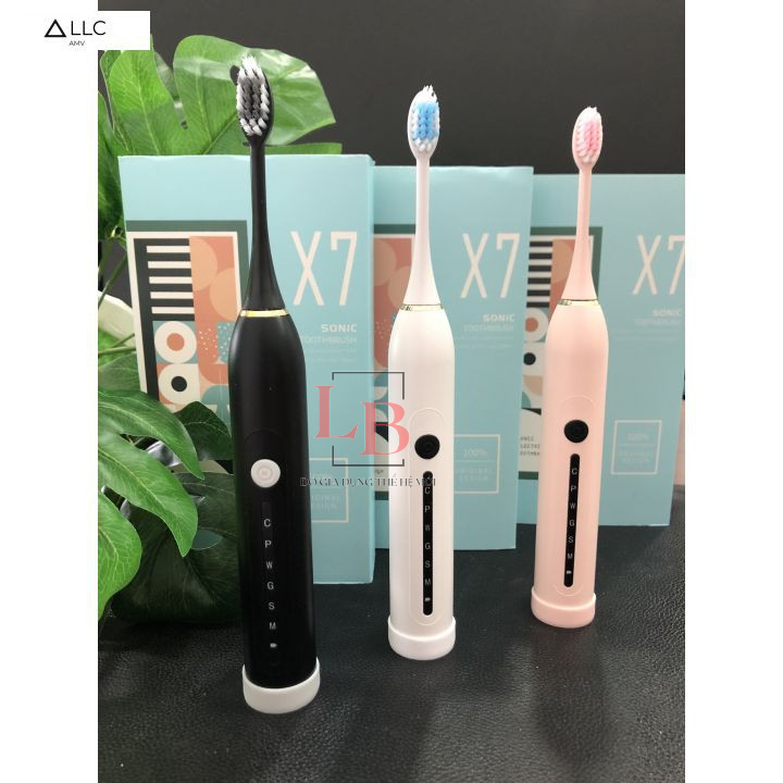 Bàn chải điện Sonic X7 dùng công nghệ rung sóng âm, bàn chải đánh răng tự động đánh tan mảng bám thế hệ mới nhất 2022