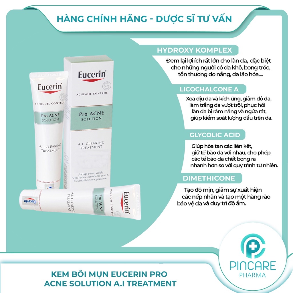 Kem giảm mụn Eucerin Pro Acne Solution A.I Treatment 40ml - Hàng chính hãng - Nhà thuốc PinCare