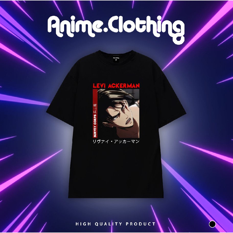 Áo Thun Tay Lỡ Unisex Wibu Levi Ackerman Phong Cách Nhật Bản Anime attack on titan Manga 100% Cotton | BigBuy360 - bigbuy360.vn