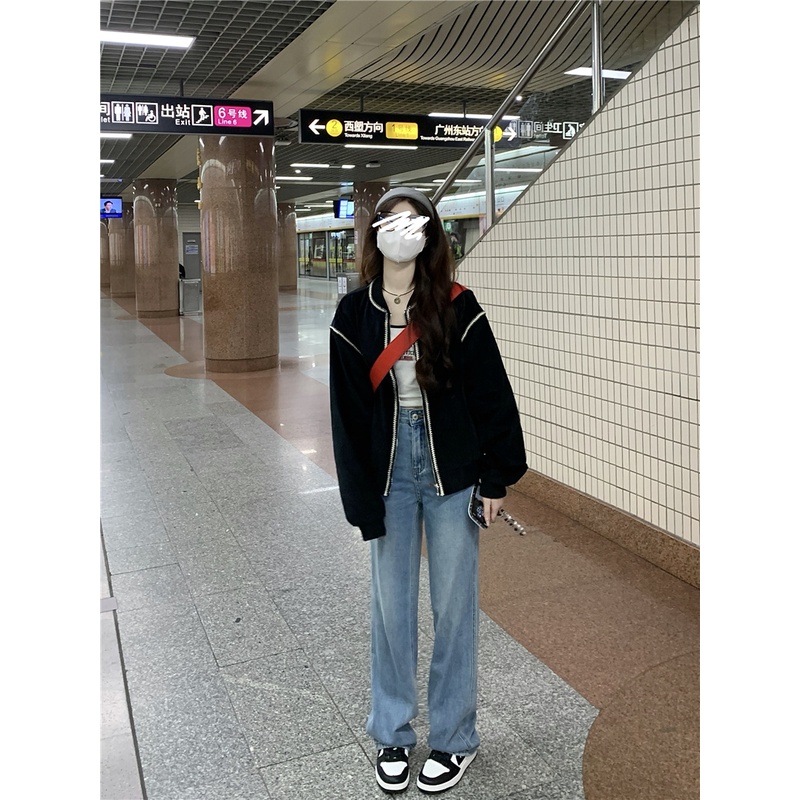 「 WELOVE1 」Áo Khoác Bóng Chày Dáng Rộng Thiết Kế Mới Thời Trang Theo Phong Cách retro Cho Nữ