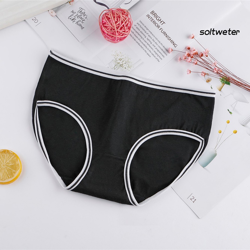 Quần lót cotton thoáng khí màu trơn dễ thương dành cho nữ