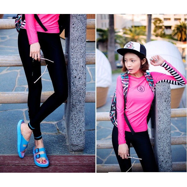 Quần bơi nữ dài viền chỉ xanh chất thun lạnh đẹp - ảnh thật | BigBuy360 - bigbuy360.vn