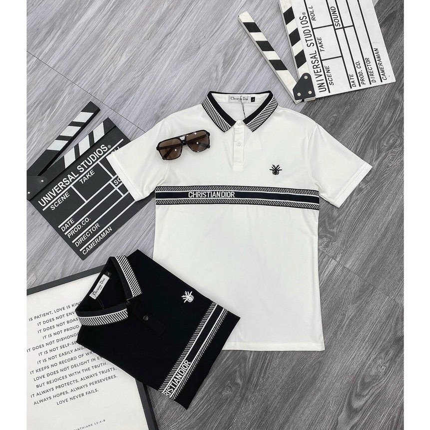 Áo thun nam ngắn tay cổ polo in chữ hiệu sang trọng, vải cotton dày dặn co giãn chuẩn VB-SHOP