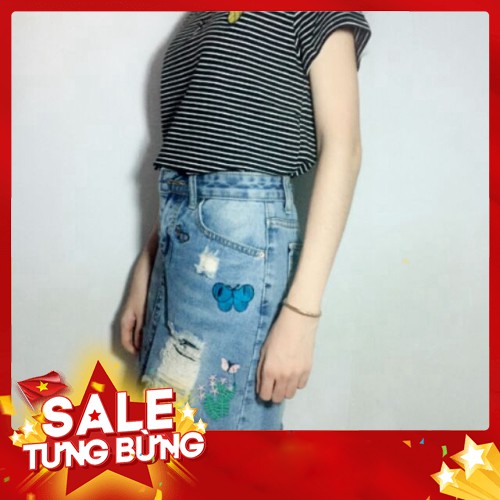 -Hàng nhập khẩu Chân váy jean thêu bướm Liên hệ mua hàng  084.209.1989