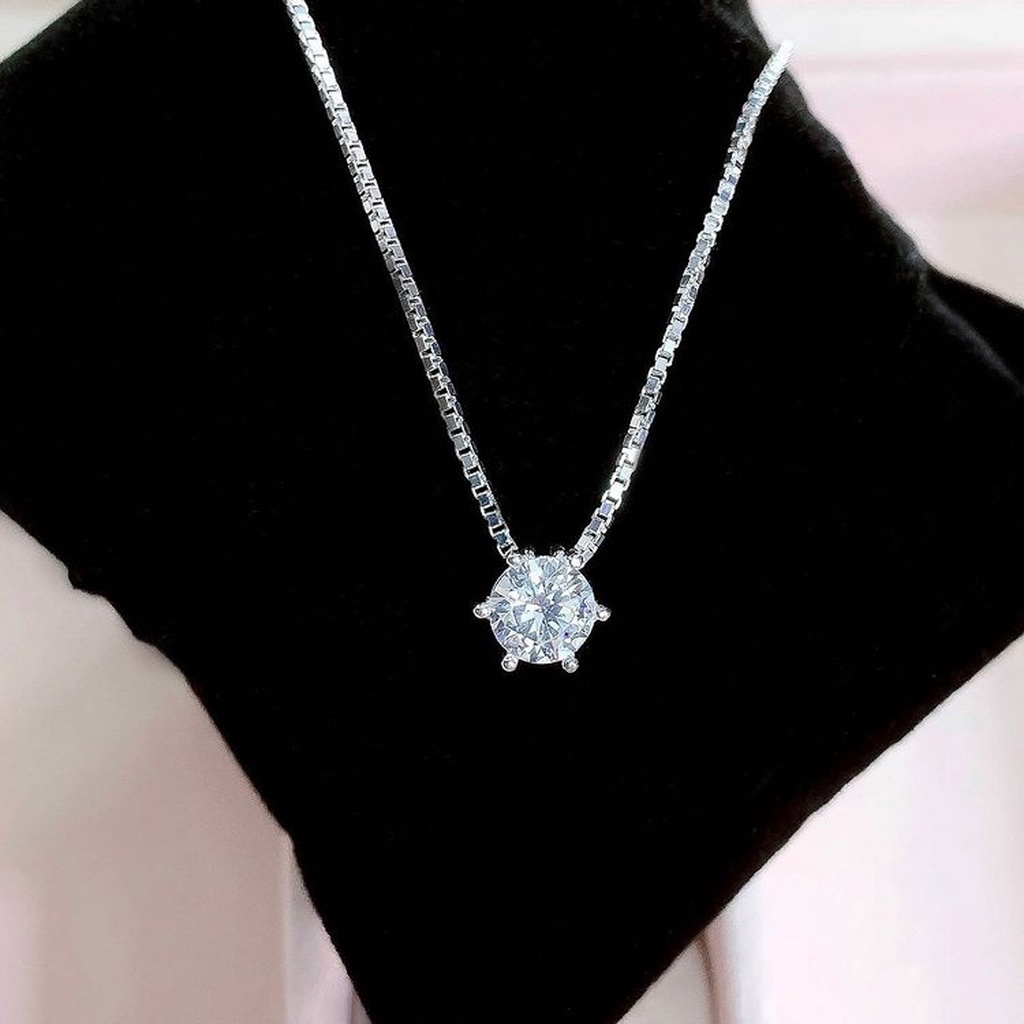 Dây chuyền bạc nữ PANSY hạt đá tròn đơn giản, vòng cổ bạc đẹp 925 mặt nụ đá giá tốt