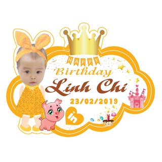 Biển tên sinh nhật bé kèm chibi