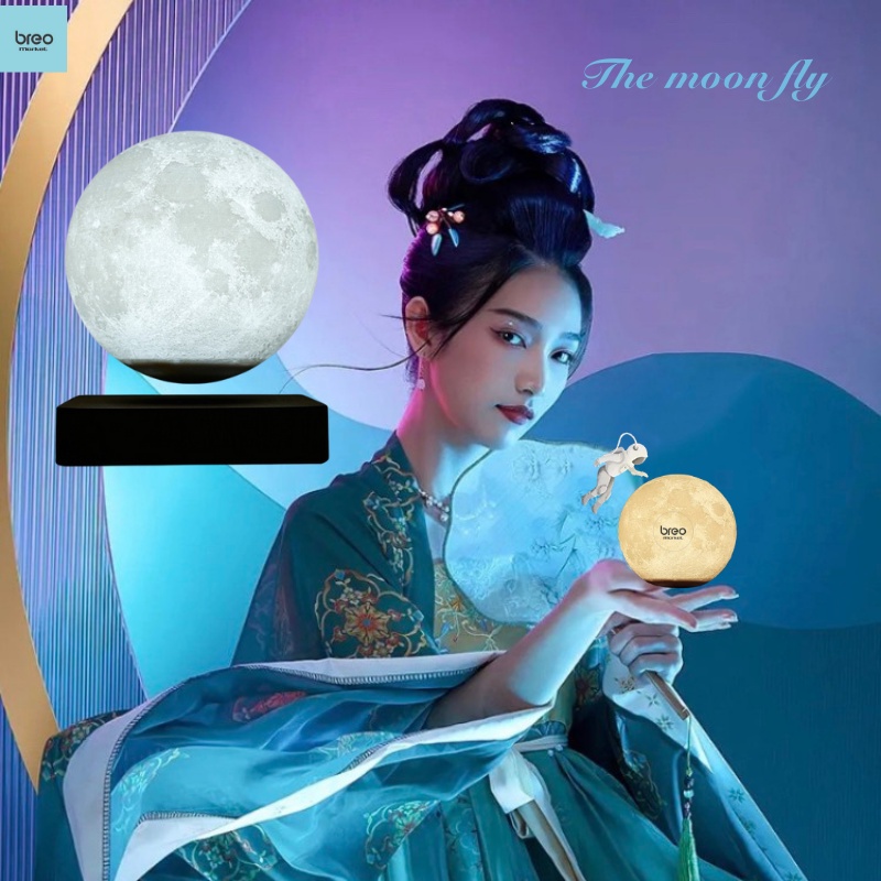 [The Moon Fly ]Quả Cầu Đèn Mặt Trăng Bay Lơ Lửng Breo Market Đèn Led Trang Trí Decor Phòng Ngủ Phòng khách
