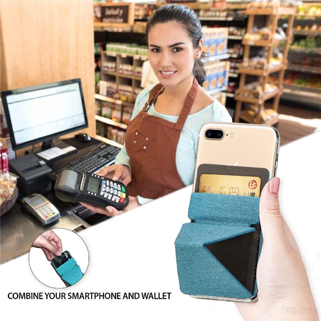 Ngăn đựng thẻ tự dính kèm chân đế có thể gập lại tiện dụng cho điện thoại | BigBuy360 - bigbuy360.vn