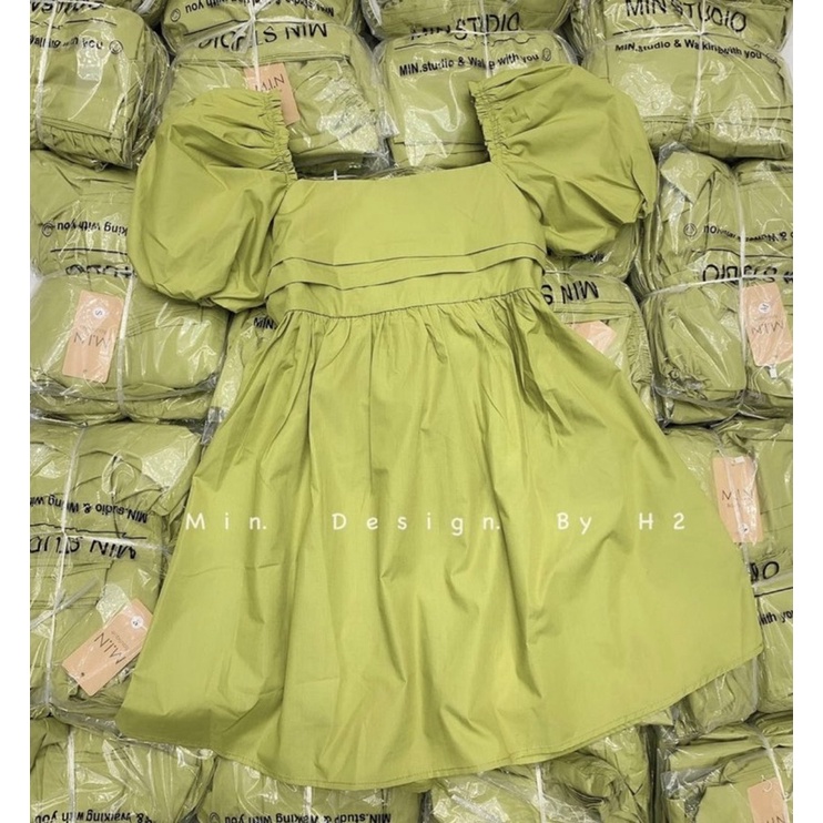 Váy baby doll xanh cốm Quảng Châu (Hình Thật) Đầm Xinh Dáng BabyDoll Hàn Quốc