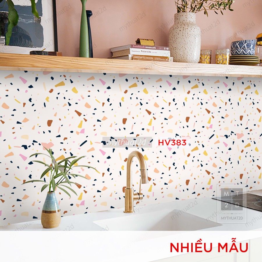 Cuộn 2 mét dài Decal gạch bông Terrazzo_kt 200x60cm | BigBuy360 - bigbuy360.vn