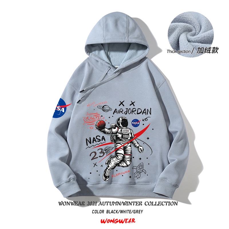 Áo Hoodie Cotton Dày Tay Dài In Hình Phi Hành Gia NASA Dành Cho Cặp Đôi