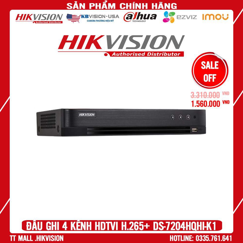 GIÁ SIÊU TỐT Đầu ghi hình Camera 4 kênh thế hệ mới  HIKVISION DS-7204HQHI-K1 - bảo hành 2 năm - hàng chính hãng