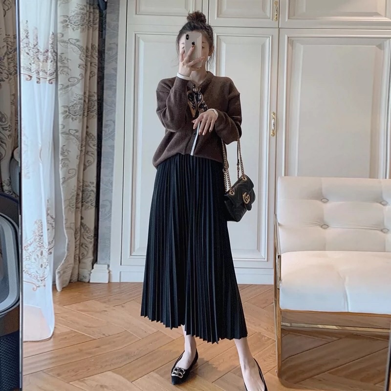 Chân váy xếp ly dáng dài 82cm