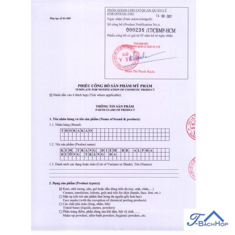 Kem Trang Điểm BB ALPHA 30g Thorakao Dưỡng Trắng Da | BigBuy360 - bigbuy360.vn