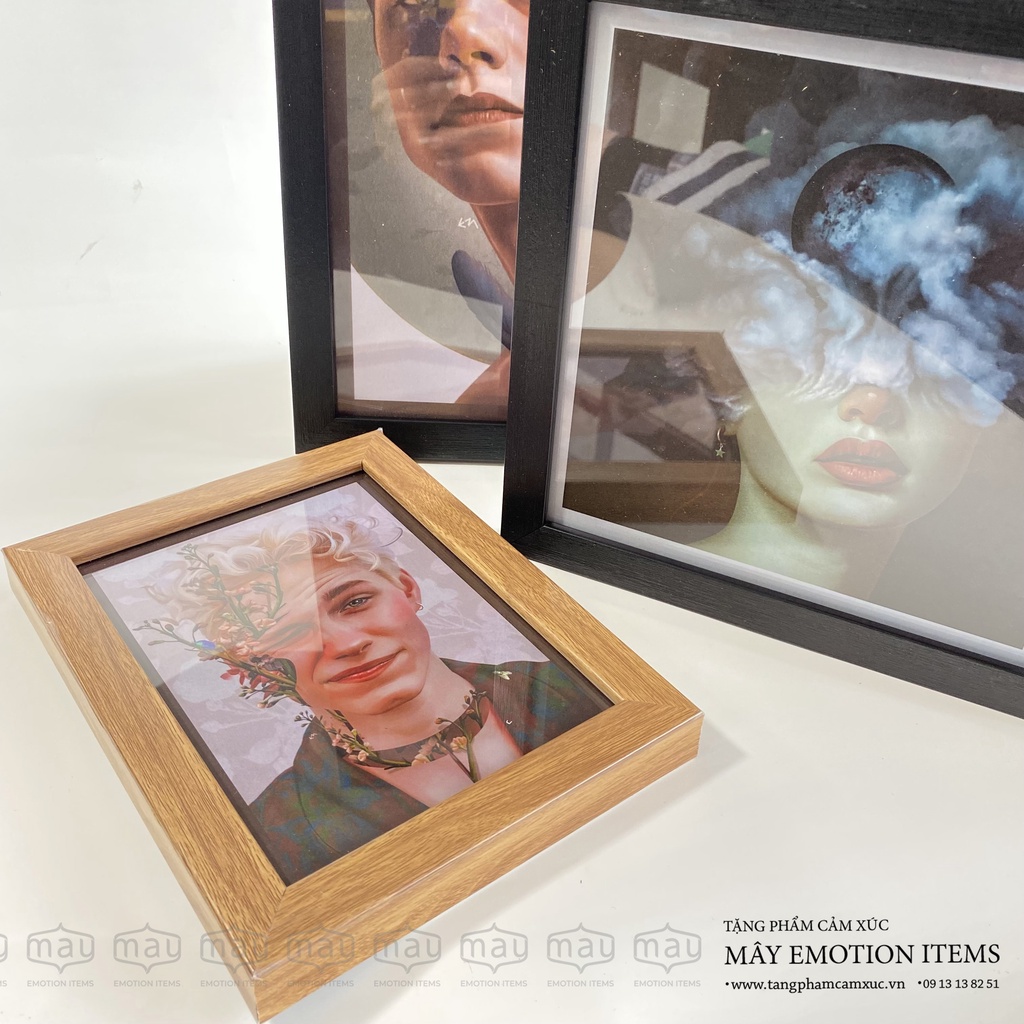 Tranh decor khung gỗ kính 20*30 và 15*20cm nghệ thuật