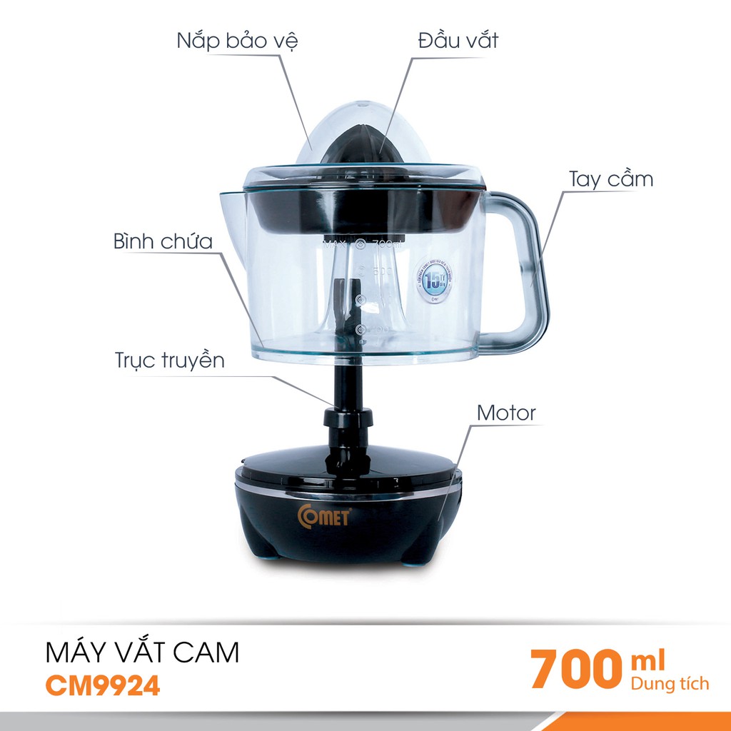 [Mã ELHA22 giảm 6% đơn 300K] Máy vắt cam COMET - CM9924 - 0.7L