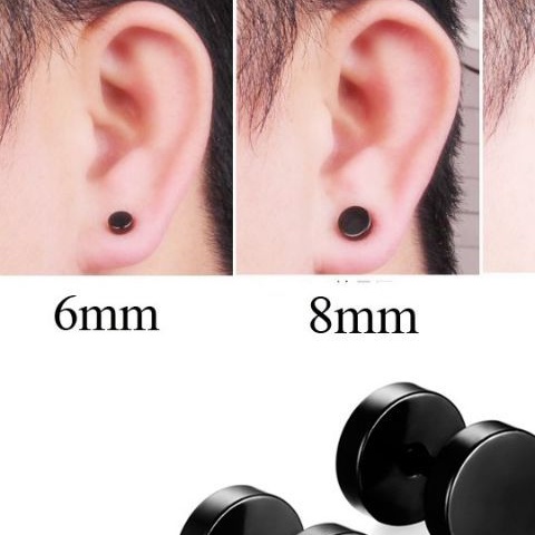 Bông Tai Nam  Nữ Khuyên Tai hàn quốc titan nút tròn đen 2 đầu Phong Cách Hàn Quốc phụ kiện unisex
