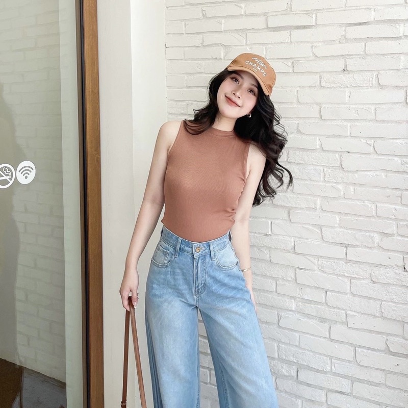 Áo ba lổ sát nách cổ lọ body màu mới xịn xò