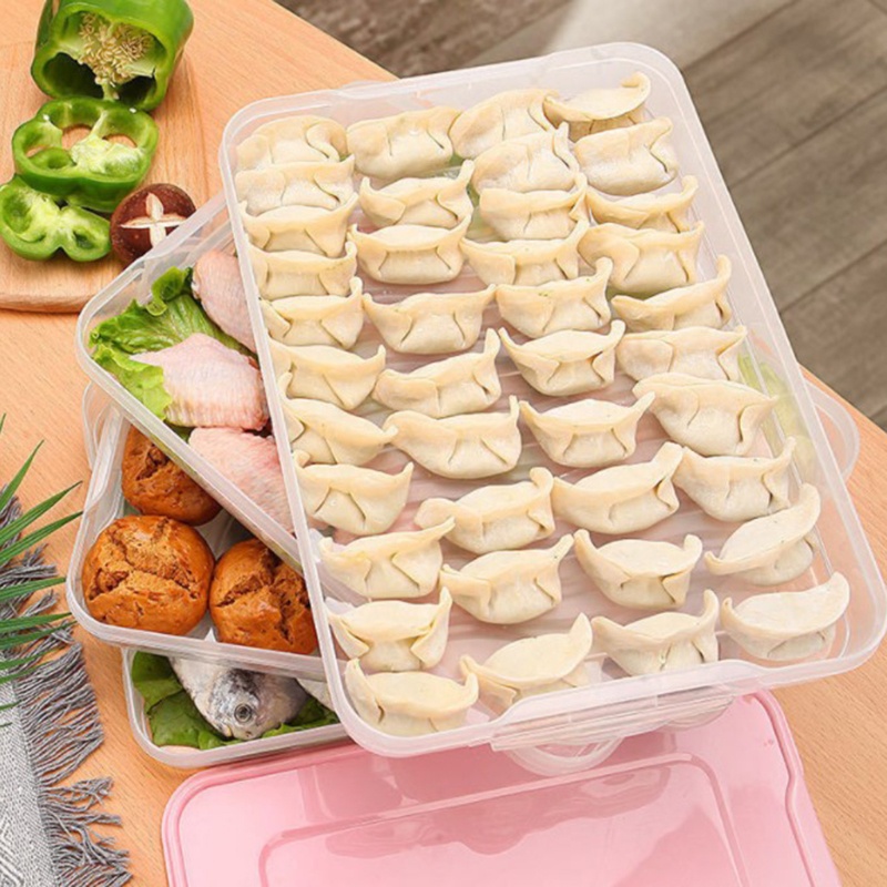 Khay Đựng Bánh Bao Nhiều Tầng Bằng Nhựa Có Nắp Đậy Xếp Chồng Được Cho Tủ Lạnh Nhà Bếp