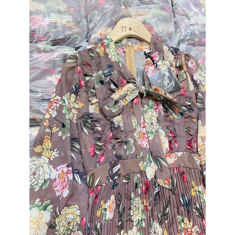 [Mã WAMT1505 giảm 10K đơn 0K] Đầm Dập Ly Hoa Nâu | BigBuy360 - bigbuy360.vn